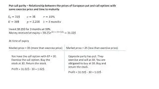 Options - put-call parity part 6 - Relationship between European call and put prices - Example 1