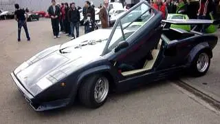 Lamborghini Countach reversing with scissor doors open