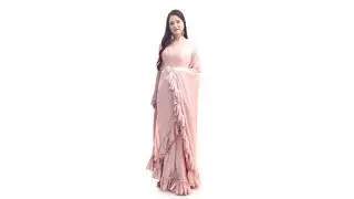 Indian Women Lycra Saree - Peach
