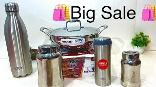 🛍Big  OFFER LIVE 🛍. Vinod triply steel kadai Milton thermosteel bottle kitchen container