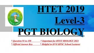 HTET 2019 Level 3 l PGT BIOLOGY l Answer Key l HTET Biology l