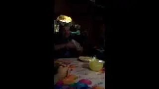 James eating dirt jpie for his B-Day