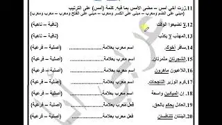 حل تدريبات المعرب والمبني من الأفعال