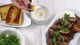 German Mushroom Skillet with Garlic Sauce - German Christmas Market & Fair Dish