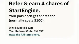 Get 4 free shares on Start Engine 🔥 Use my code: JYL837 ||No Deposit||
