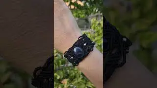 lapis lazuli and sterling silver macrame bracelet in black