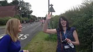 Waiting for the torch to arrive with Charlie and Tam