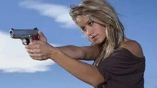 Girl Makes Amazing Moving Trick Shot w/ Glock!!