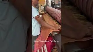 Metallic Pink Tissue Linen Saree #tissuesaree