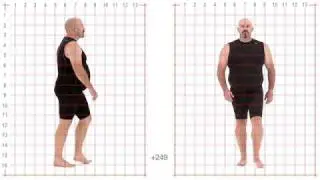 Larger Male Walk Cycle Animation Reference | Front & Side Views in Slow Motion with Grid Overlay