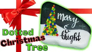 🎄 Stunning Dotted Christmas Tree Rock Painting 🎄