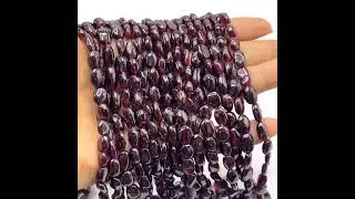 Garnet Gemstone Beads Strand 9x7mm Mani Plain Cut SI Clarity Burgundy Color Birthstone
