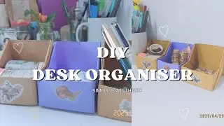 DIY Aesthetic Desk Organizer | Recycled Paper Box Craft for Stationery & Washi Tapes