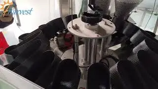 Double-headed weighing and receiving + eight-wheel capping + labeling and bottle collection.