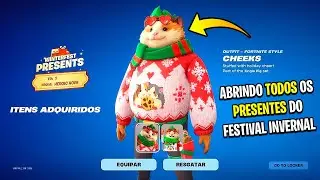 ABRINDO TODOS OS PRESENTES DO CHAL&Eacute; FESTIVAL INVERNAL 2025 (16 ITENS GR&Aacute;TIS DE NATAL) - FORTNITE