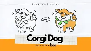 How to Draw and Color CORGI DOG 🐾 cute dog art | Easy Drawing for Kids & Toddlers | DRAW WITH BOO
