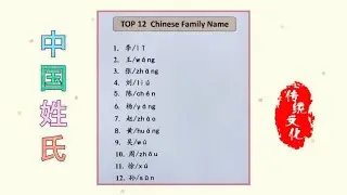 Most common Chinese family name/top 12 surname handwriting/姓