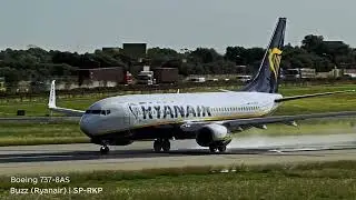 Ryanair Boeing 737 Takeoff Shower! Massive Water Spray on Wet Runway at Malta Airport (MLA) | SP-RKP