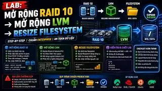35. LAB: Mở rộng RAID 10 &rarr; Mở rộng LVM &rarr; Resize Filesystem (Step-by-Step)