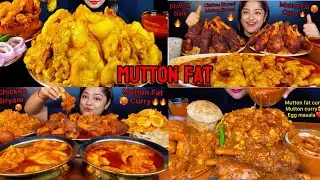 EATING SPICY MUTTON FAT CURRY 🔥🤤||MUTTON BIRYANI||CHICKEN BIRYANI ASMR EATING CHALLENGE 🥵😋