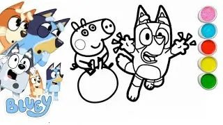 Bluey and Peppa Pig Fly Together 🦸&zwj;♂️💙🐷 | Cartoon Drawing for Kids Adventure