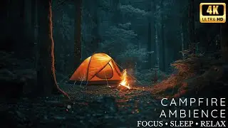 4 Hours of Camping Ambience – Gentle Campfire Crackling & Soft Forest Birds