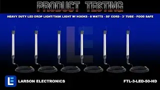Heavy Duty LED Drop Light/Task Light w/ Hooks - 8 Watts - 50' cord - 3' Tube - Food Safe