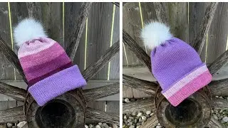 Reversible Brimmed Beanie - Studio Mod. 155 Bulky Knitting Machine / Single Bed
