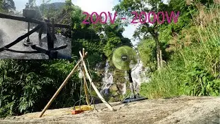 Get Water From The Top Of The Waterfall To Design Generator 200V - 2KW/h