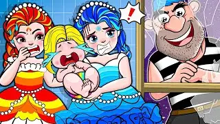 Paper Dolls Dress Up   Daughter Frozen & The Man From The Window Dress   Barbie Story & Crafts