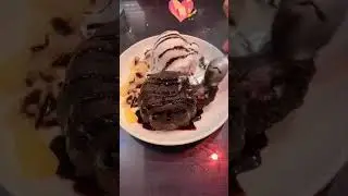 Molten lava cake with vanilla ice cream.