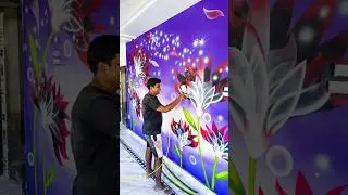 Spray Painting 3D Wall design #walldesigns #wallart #modernwallart #painting #art