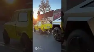 Little Car Towing A Tesla #news #shorts #trending #viral #tesla #car #funny