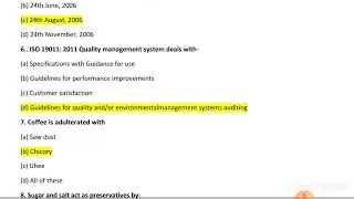 FSSAI& MRB- FSO MCQ-2022