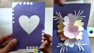How to make a paper flowers card / colour paper se card flowers kaise banye/