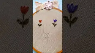 Cute tulip flower embroidery🌷🪡 #shorts #embroidery #chainstich