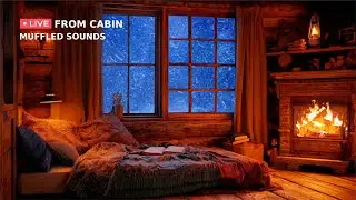 Muffled Snowstorm Ambience &ndash; Howling Wind & Fireplace Sounds from Inside a Cozy Winter Cabin