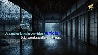 Japanese Temple Corridor in Rain | Quiet Wooden Ambience | 3 Hours