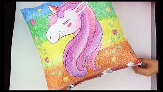 Unicorn Mermaid Sequin Pillow Case Magical Shining Reversible Cushion Cover