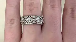 Edwardian-Style Diamond Wedding Band Handcrafted in Platinum - Granby Band - Hand Video
