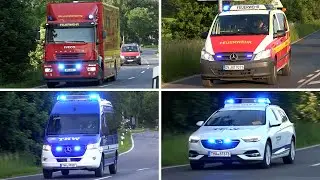 [ELW3, Drohneneinheit & ESS] Lagerhallenbrand in Linnich | Einsatzfahrten