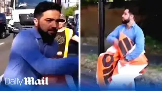 Man furiously shoves Just Stop Oil protestors for blocking ambulance