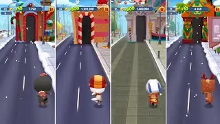 Talking Tom Gold Run Smart Penguin Tom vs Skater Angela vs Kung Fu Hank vs Reindeer Ginger Gameplay