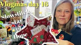 #slowstitch stars of hope reuse ♻️ fabric scraps #vlogmas2025 
