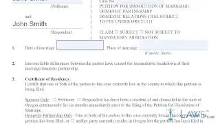 Oregon Petition For Dissolution Of Marriage Domestic Partnership 1C