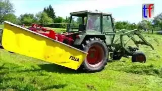 Fendt F 255 GT w. FELLA Rake / Schwader, Weiler zum Stein, 21.05.2016.