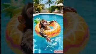 Monkey in Pool #holidayvibes #monkeylove #monkey #holidayvibes #holidays #funnyvideo