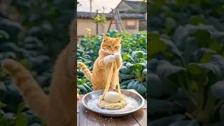 Cat Cooking Noodles #cat #noodles #cutecat #funny #ai