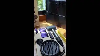 Dyson Hair Dryer Unboxing Black Purple with free case and stand