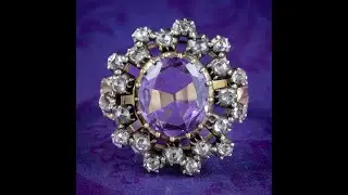 Antique Georgian Amethyst Diamond Cluster Ring 3ct Amethyst
